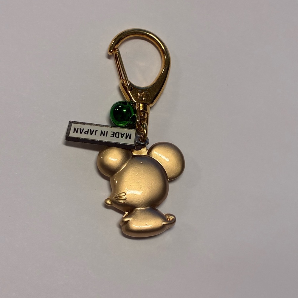 Gold Mouse Keychain with Green Accent - Picture 4 of 5